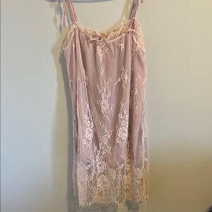 Elegant Lace Slip Dress in Pink